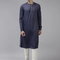 See Designs Men Blue Geometric Kurta-picture-11