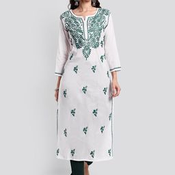 Seva Chikan Ethnic Motifs Chikankari Embroidered Cotton Kurta-image-5