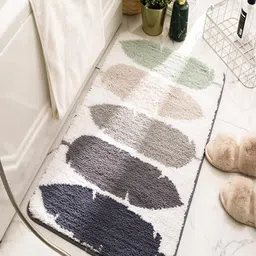 Kuber Industries White Printed 120 GSM  Bath Rugs-72
