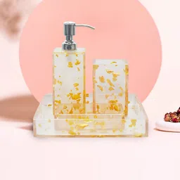 Tranquil square Set Of 4 Gold-Toned Bathroom Set-10