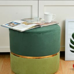 RIANCE CREATIONS Green Solid Wooden Velvet Ottoman-image-23