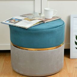 RIANCE CREATIONS Blue & Grey Colourblocked Velvet Ottomans-image-85