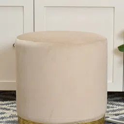 RIANCE CREATIONS Cream-Coloured Solid Ottoman-image-66