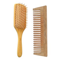 OROSSENTIALS Set Of 2 Neem Wooden Hair Brush & Detangle Comb-10