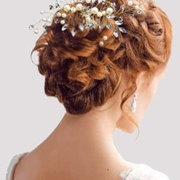 OOMPH Women Gold-Toned & White Embellished Comb Pin-image-96