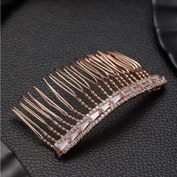 Jazz and Sizzle Women Rose Gold Plated Embellished Comb Pin-image-55
