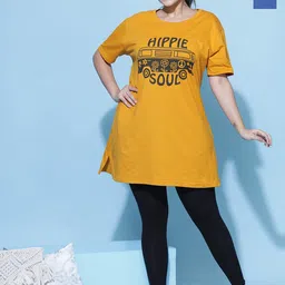 9shines Label Pack Of 2 Printed Cotton Plus Size Lounge T-Shirts-image-56