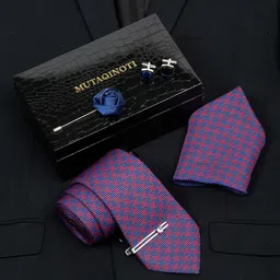 MUTAQINOTI Mens Printed Silk Necktie Accessory Gift Set-10