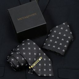MUTAQINOTI Silk Necktie Accessory Gift Set-33