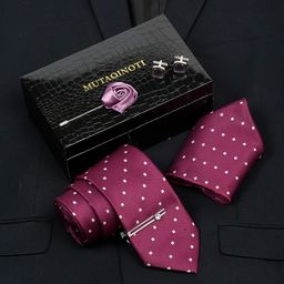 MUTAQINOTI Mens Printed Silk Necktie Accessory Gift Set-36