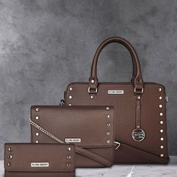 FLYING BERRY Set of 3 Brown Solid Handbags Combo-32