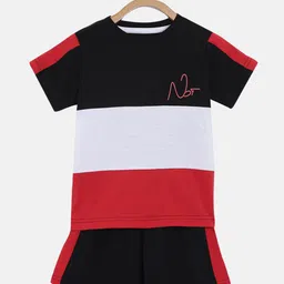 NOT Unisex Kids Black & White Colourblocked T-shirt with Shorts-image-49