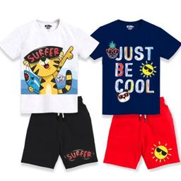 BERRYJOY Boys Pack Of 2 Printed Short Sleeves T-shirt With Shorts-image-79