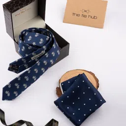 The Tie Hub Men Printed Necktie With Printed Pocket Square-image-65