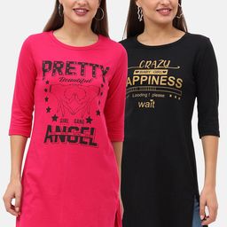 Fleximaa Multicoloured & red Print Longline Top-1