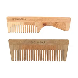 OROSSENTIALS Set Of 2 Handle & Entangle Neem Wooden Combs image 3