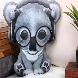 STITCHNEST Grey Printed Velvet Pre-Filled Cushion-40