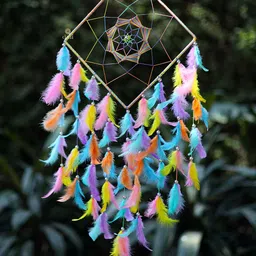 DULI Blue & Yellow Hanging Feathers Windchime-image-96