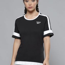 Reebok Classic Women Black Brand Logo Print Detail Pure Cotton T-shirt-image-19