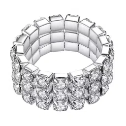 MYKI Silver-Plated AD Studded Adjustable Finger Ring-14