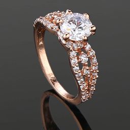 Estele Rose Gold Plated Cubic Zirconia Studded Finger Ring-34