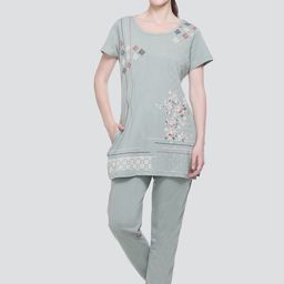 ELPIDA Abstract Printed Pure Cotton T-Shirt With Pyjamas-picture-6