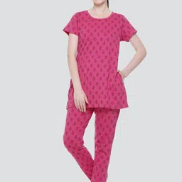 ELPIDA Floral Printed Round Neck T-Shirt & Pyjama-image-31