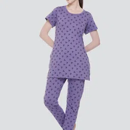 ELPIDA Floral Printed Round Neck T-Shirt & Pyjama-image-27