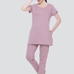 ELPIDA Geometric Printed Round Neck Pure Cotton Night suit-picture-20