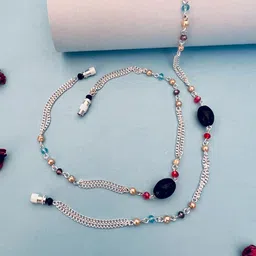 Sangria Silver Toned Set Of 2 Silver-Plated Stones and Beads Anklets-picture-3