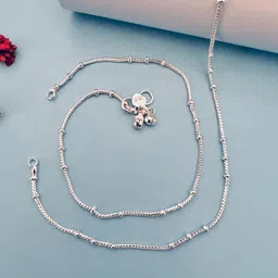 Sangria Silver Toned Set Of 2 Silver-Plated Stones and Beads Anklets-9