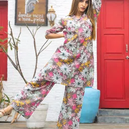 ODETTE Floral Printed Tunic With Palazzos Co-Ords-54