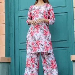 ODETTE Floral Printed Tunic With Palazzos Co-Ords-image-56