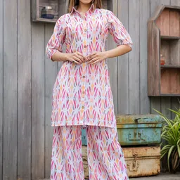 ODETTE Abstract Printed Tunic & Trouser Co-Ord Set-38