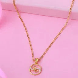 Estele Gold-Plated CZ-Studded Pendant With Chain-picture-10