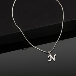Estele Rhodium-Plated Initial N Pendant With Chain-41