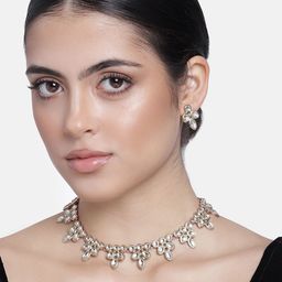 Estele Gold Plated Polki collection Kundan Necklace Set for Women-image-2