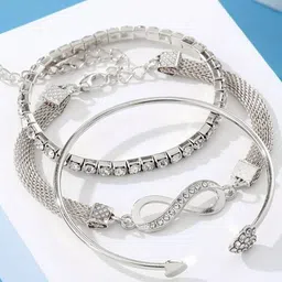 Fashion Frill Set Of 3 Cubic Zirconia Silver-Plated Cuff Bracelets-7