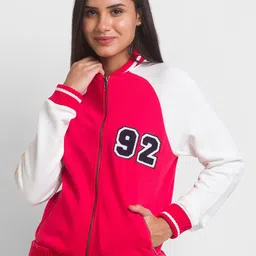 SPYKAR Women Red and White Color Blocked Sweatshirt-52
