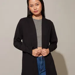 20Dresses Women Black Cotton Longline Shrug-22