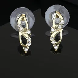 Estele Gold-Plated Leaf Shaped Drop Earrings-1