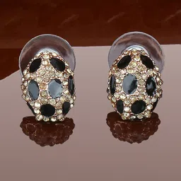 Estele Rose Gold-Plated Oval Studs Earrings-image-88