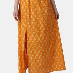 Popwings Ethnic Printed Maxi Cotton A-Line Skirt-image-72