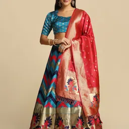KALINI Woven Design Semi-Stitched Lehenga & Unstitched Blouse With Dupatta-picture-43