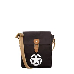 The House of Tara Unisex Black & White Printed Messenger Bag-picture-23