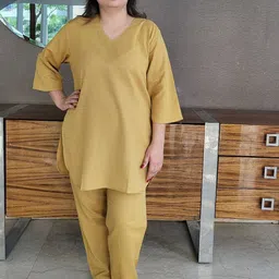 Freesia Array V Neck Pure Cotton Night suit-image-76