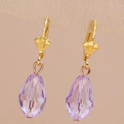 SOHI Gold-Toned & Purple Contemporary Drop Earrings-21