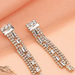 SOHI Gold-Plated Contemporary Drop Earrings-image-93