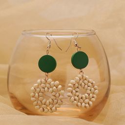 SOHI Women Gold-Toned & Green Contemporary Drop Earrings-15