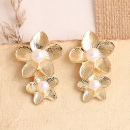 SOHI Gold-Toned Floral Drop Earrings-image-91